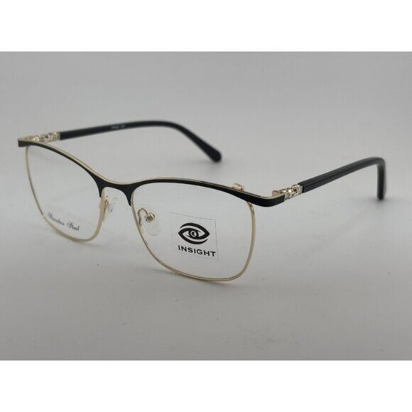 INSIGHT - 1946 54-17-140 Black Gold Gem Cube Glasses Frames - Picture 1 of 7
